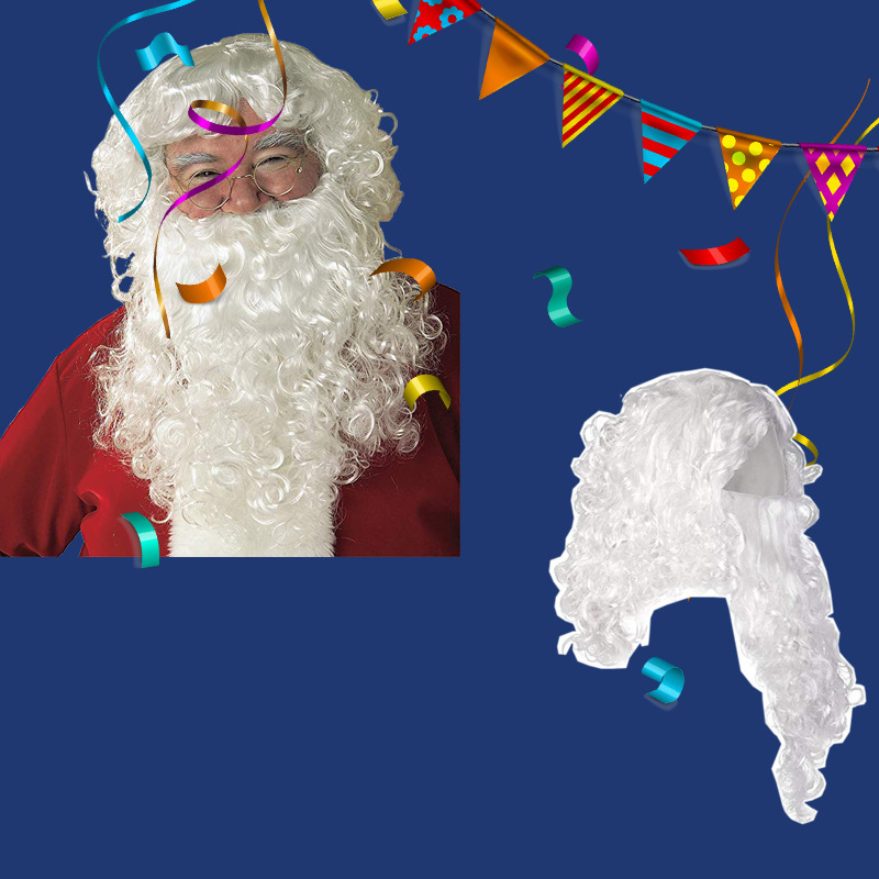 Santa Claus Wig Beard Glasses Set Fancy Dress Up Props Christmas Party Supplies