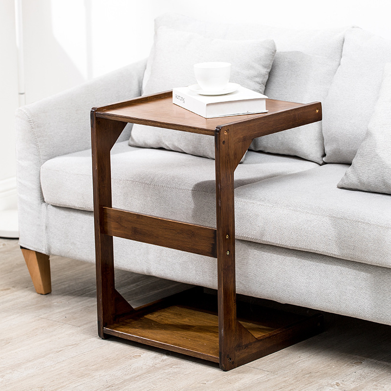 Moderno minimalista sofá lado esquina Mesa mesita de noche Mini Mesa de té mesa de bambú lado gabinete hogar pequeña mesa cuadrada