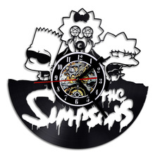 创意卡通动漫黑胶时钟 辛普森家族唱片挂钟 儿童动画时家居装饰钟