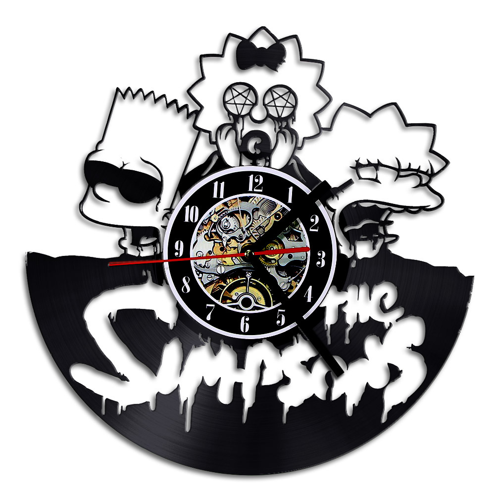 创意卡通动漫黑胶时钟 辛普森家族唱片挂钟 儿童动画时家居装饰钟