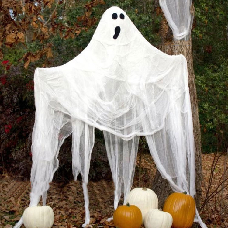 Origin source Halloween gauze black roving yarn yarn yarn dyed ghost festival polyester cotton large mesh decorative cloth foreign trade