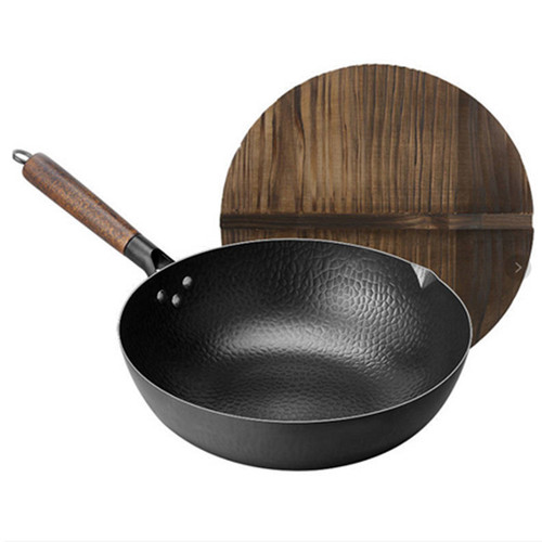 Uncoated iron pot household non-stick cooking pot induction cooker gas universal hand-forged old iron pot factory direct sales
