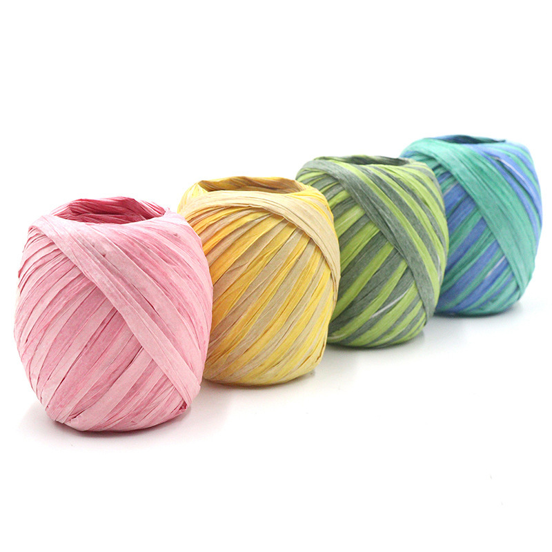 Section Dyed Pull-Up Paper Rope Rugby 20M/Roll Colorfulful Raffia Paper Rope Egg Roll Handmade DIY Raw Materials