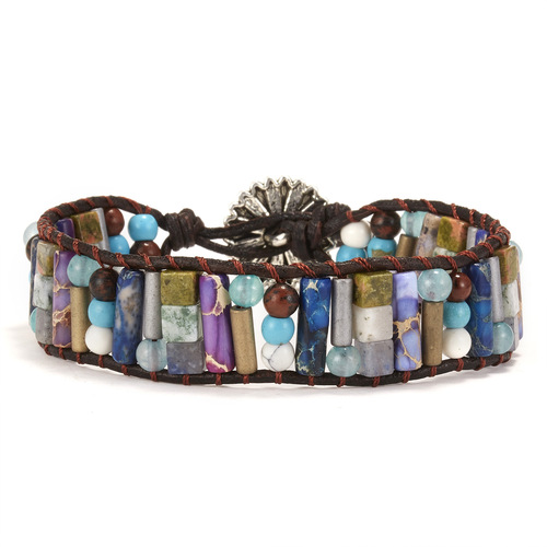 Manufacturer wholesale European and American new stone bead bracelets, versatile hand-woven slipknot bracelets, versatile hand accessories for women