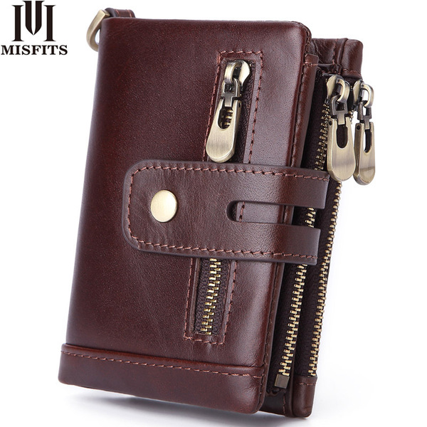 leather fashionable casual short wallet with zipper