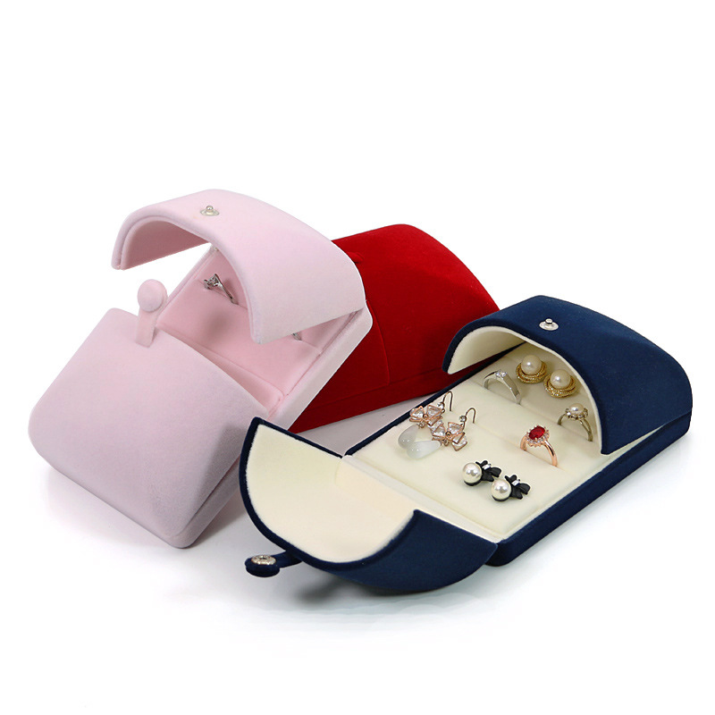 双开戒指耳钉收纳盒 小巧便捷首饰箱 珠宝旅行随身迷你首饰盒