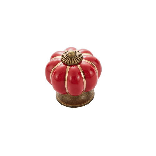Factory direct sales 5088 ceramic handle pumpkin round cartoon pastoral modern simple cabinet drawer handle