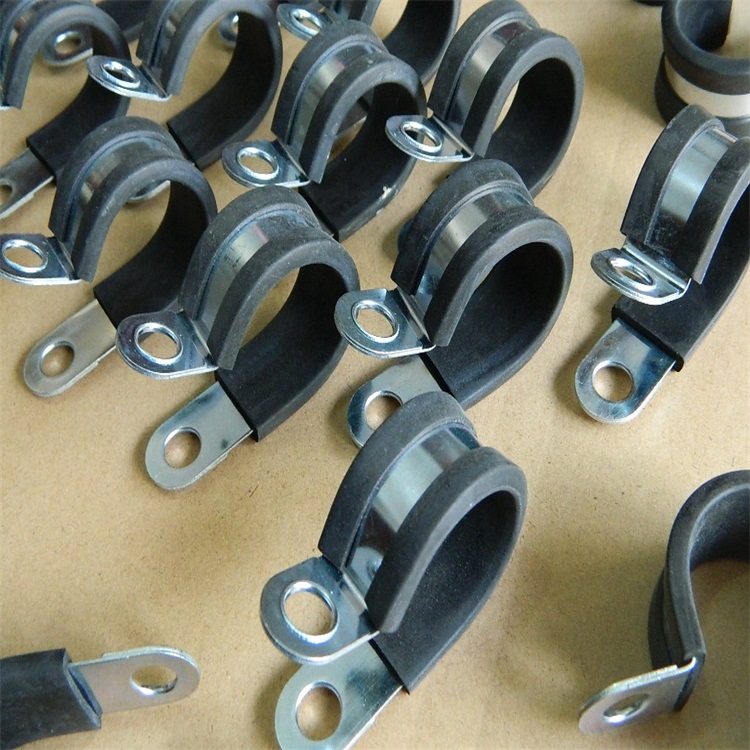 DIN 3016带胶垫卡箍供应 R型镀锌包胶管夹线束线缆紧固夹