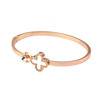 Fashionable lucky clover, golden bracelet, jewelry, accessory, Korean style, pink gold, wholesale