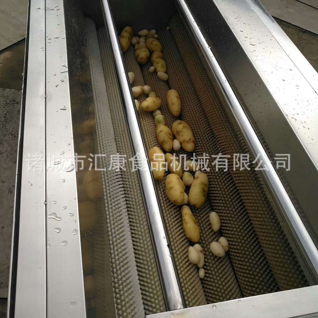 汇康生产胡萝卜凹式毛刷清洗机 烧猪蹄旋转式洗污机