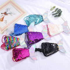 Cross-border Mermaid Tail Sequin Lanyard Coin Purse for Kids, Long Crossbody Strap, Small Coin Bag—Wholesale