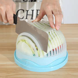 创意多功能水果沙拉碗切割器 果蔬懒人切割碗切菜分割器厨房工具