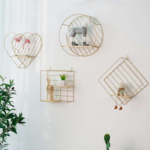 Nordic wrought iron storage rack without punching bathroom wall storage rack home living room room bedroom wall decoration rack