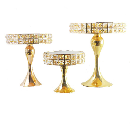 New small square crystal cake stand golden wedding cake table dessert snack display stand baking high bracket