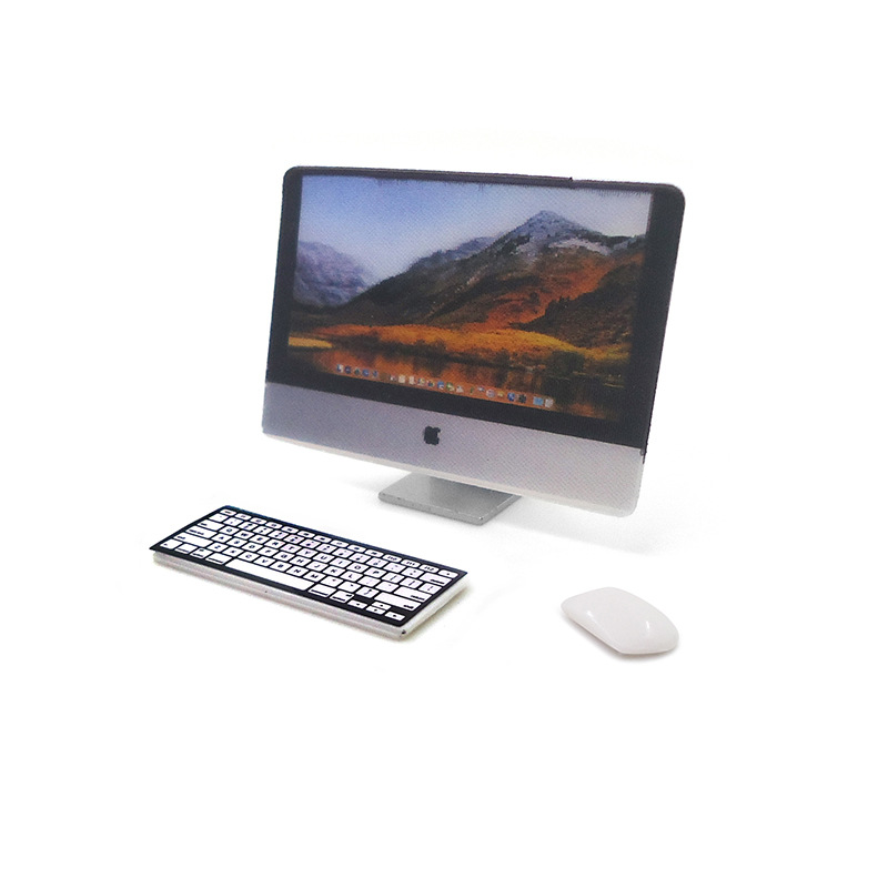 1:12 casa de muñecas accesorios casa de muñecas mini escritorio pantalla LCD ordenador ratón teclado modelo todo-en-una máquina