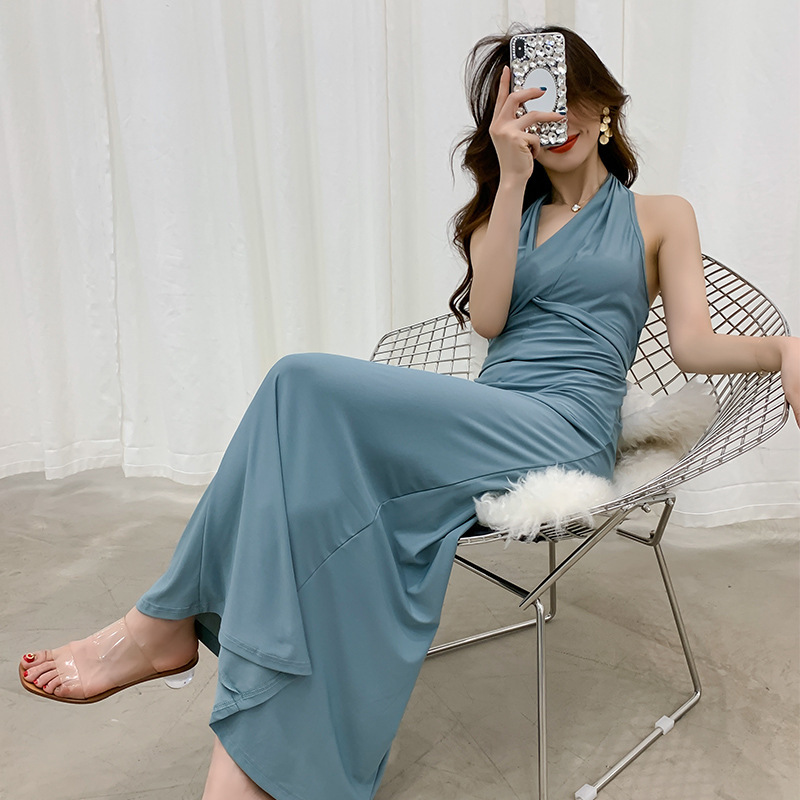 Summer New Dress, Evening Style British Style Backless Temperament Maxi Dress Summer New Dress, Evening Style British Style Backless Temperament Maxi Dress