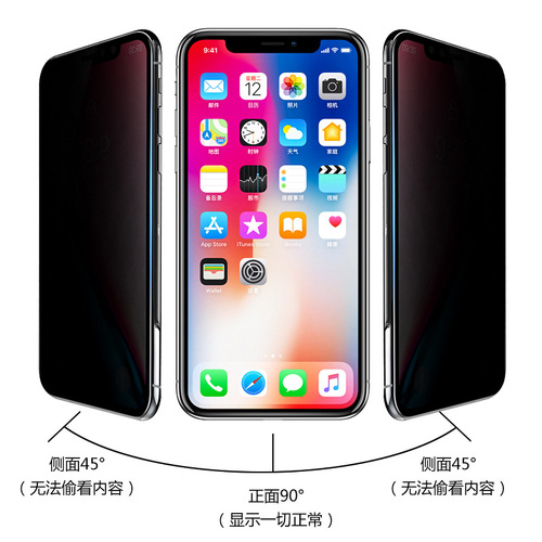 适用苹果15 14 13 12 11pro手机钢化膜iPhoneXS 全屏防偷窥XR批发