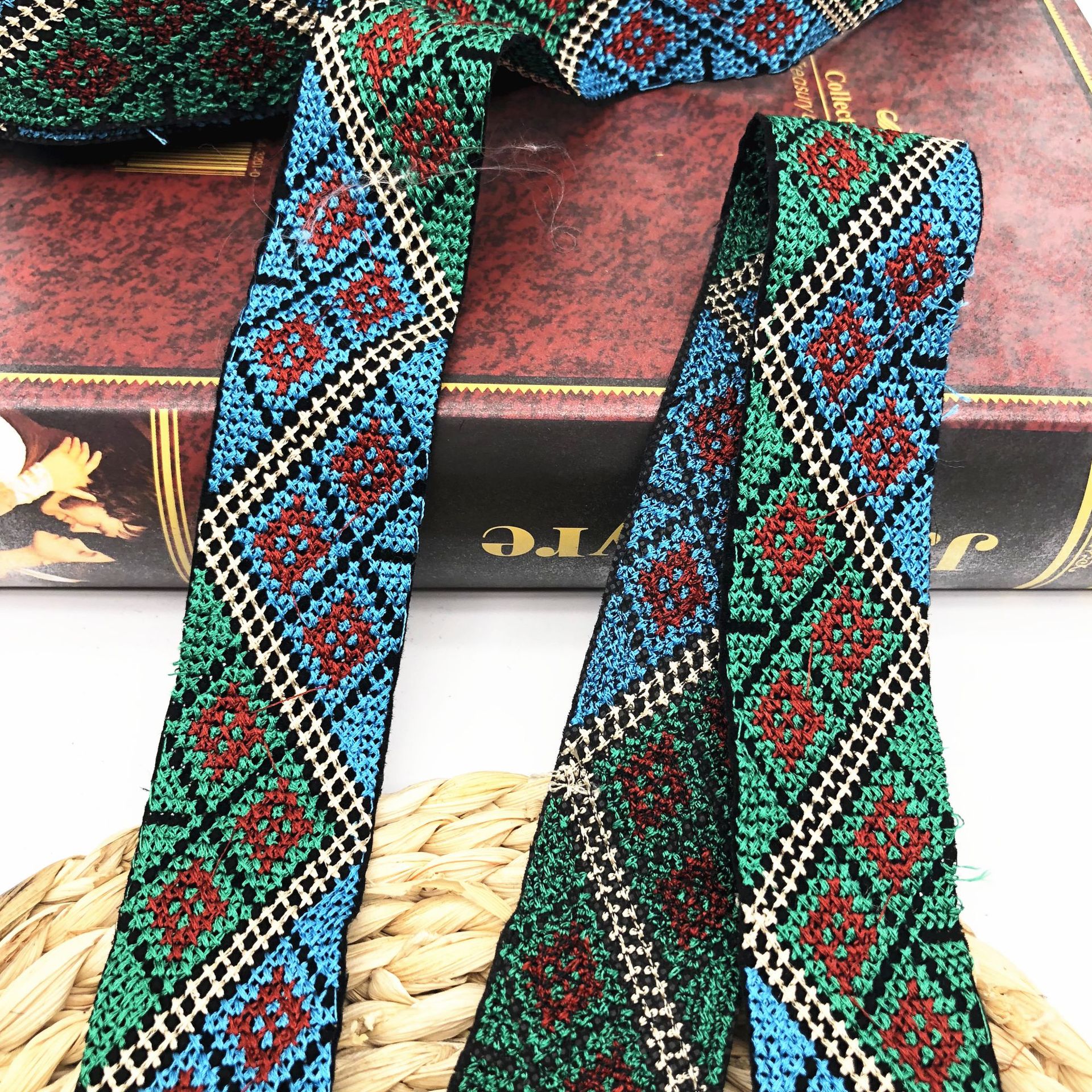 复古条码花边民族古装汉服刺绣花边 领口袖子贴花 服装辅料批发