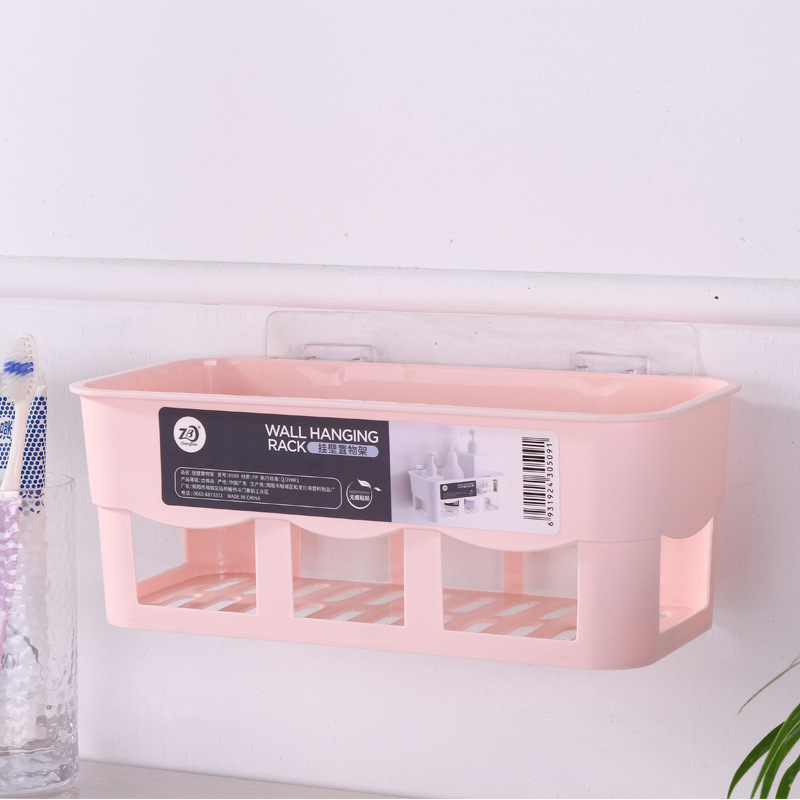 No-Drill Bathroom Kitchen Storage Rack, Traceless Wall-Mounted Toiletries Organizer, Wall-Mounted Storage Rack