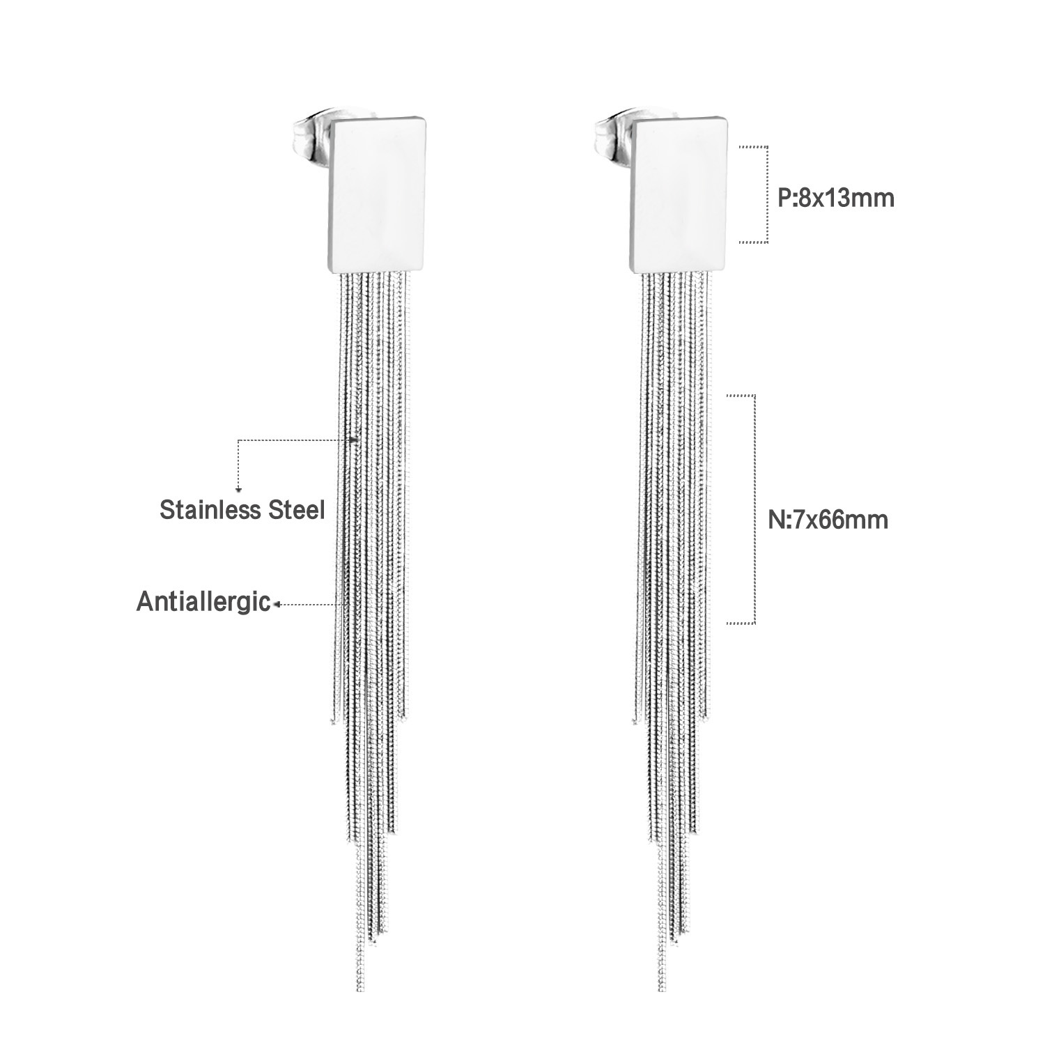 Pendientes europeos y americanos Luz de lujo de alta calidad larga cadena de acero inoxidable nicho retro geométrico transfronterizo especial borla pendientes