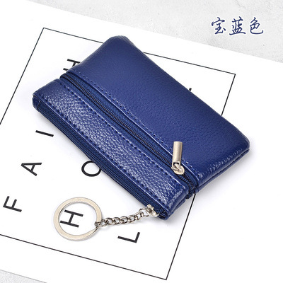 Nueva cartera corta de moda las mujeres cremallera monedero moneda simple titular la tarjeta color sólido cuero suave caso clave