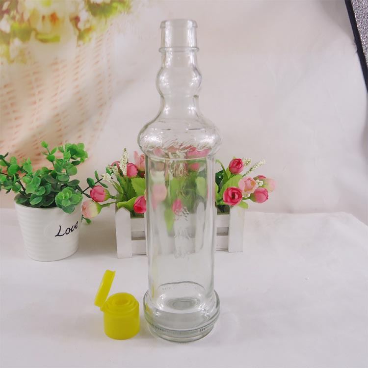 厂家直销450ml芝麻油玻璃瓶圆形麻油调料香油瓶花椒油瓶