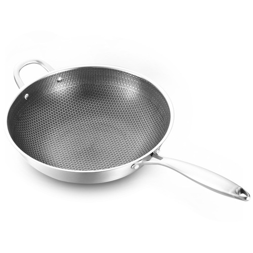 Good Companion full screen honeycomb suspended stainless steel wok non-stick three-layer steel uncoated wok one piece drop shipping