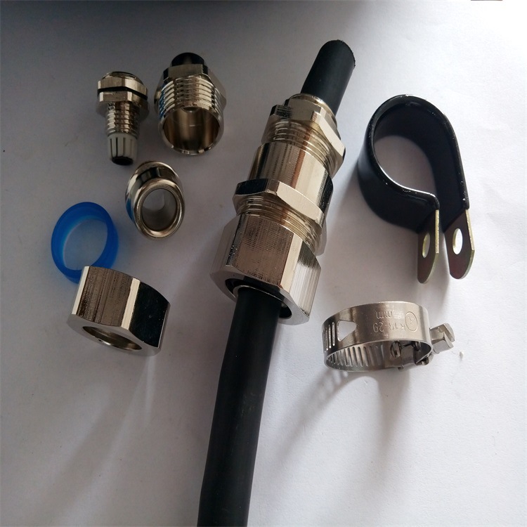福莱通供应96h盐雾金属软管接头 铜镀镍电缆软管夹紧接头G3/4