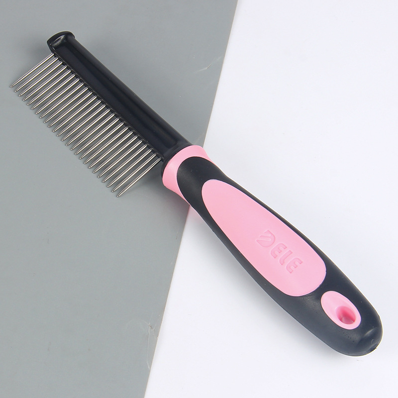 Dele peine para mascotas de acero inoxidable de una sola fila peine cepillo de pelo de perro nudo peine anti-Nudo gato y perro suministros al por mayor