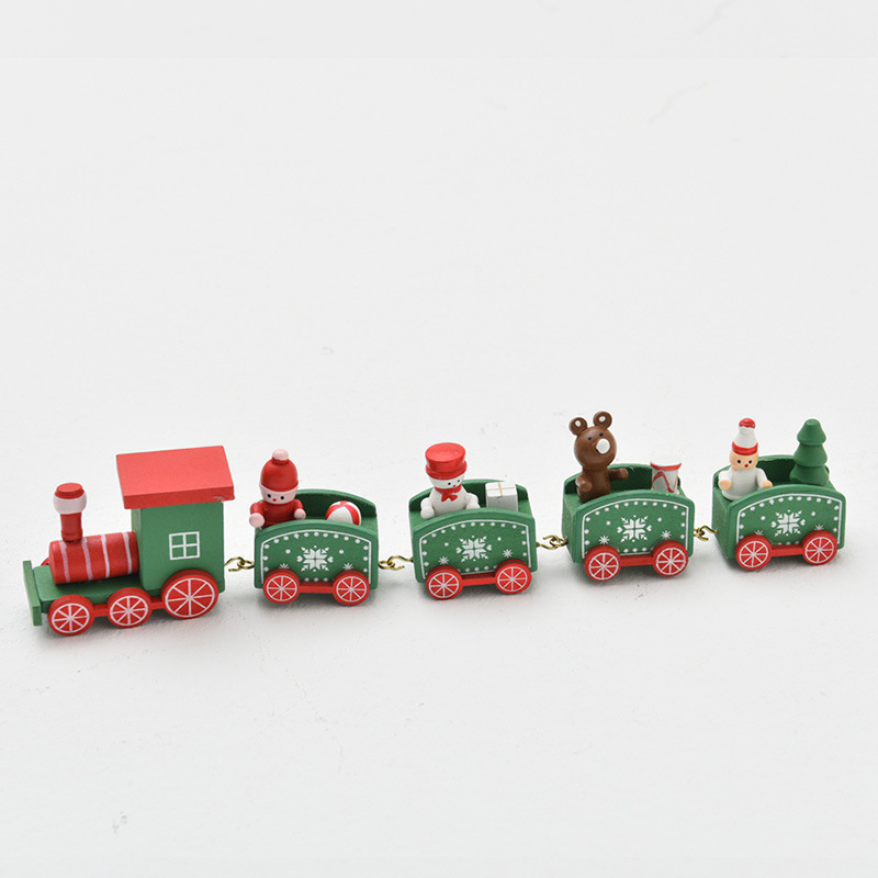 Transfronteriza decoración navideña de madera tren de 5 secciones vacaciones para niños regalo de Navidad decoración del hogar