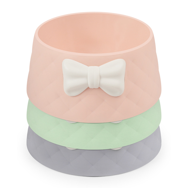 Cat Bowl macaron tazón de comida para mascotas profundización a prueba de fugas estilo INS arco patrón de diamante Road Cat Bowl Pet Bowl al por mayor