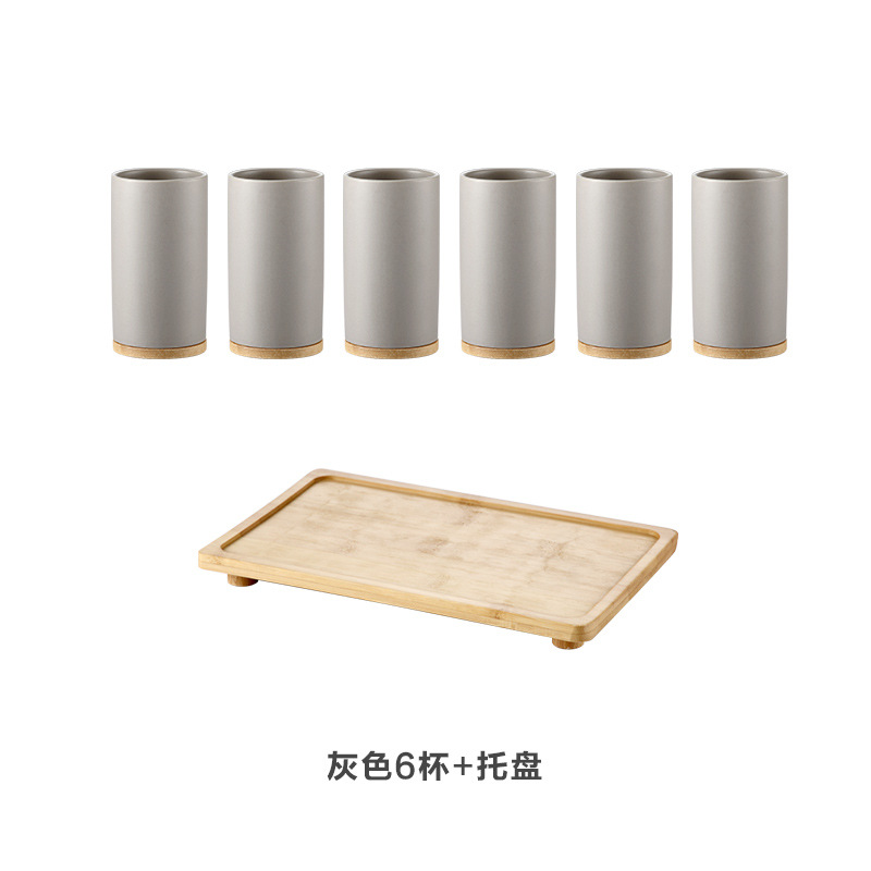 Taza de beber de cerámica traje hogar creativo sala de estar simple Nórdico Conjunto de agua taza 6 piezas traje con bandeja