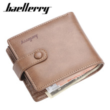 男士钱包短款 baellerry韩版多卡位搭扣横款零钱包时尚休闲软皮夹