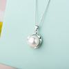 冠铭银饰 Pendant from pearl, necklace, advanced accessory, silver 925 sample, high-quality style, European style, simple and elegant design