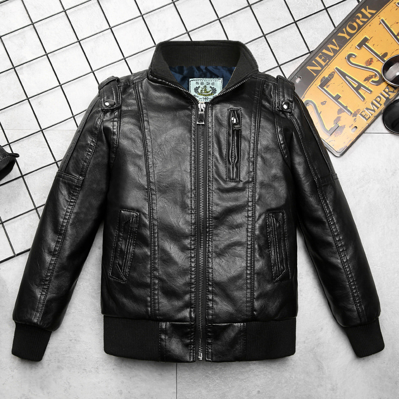 Children's Clothing Boys' Leather Jacket Kids' Jacket 2026 Spring and Autumn Stand Collar Large, Medium, and Small Children's Coat with Fleece and Thickened Lining Direct from Manufacturer Children's Clothing Boys' Leather Jacket Kids' Jacket 2026 Spring and Autumn Stand Collar Large, Medium, and Small Children's Coat with Fleece and Thickened Lining Direct from Manufacturer