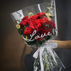 Wholesale Hot Opp English Transparent Glass Paper Bouquet Fresh Flower Packaging Paper Material Handmade Flower Paper 