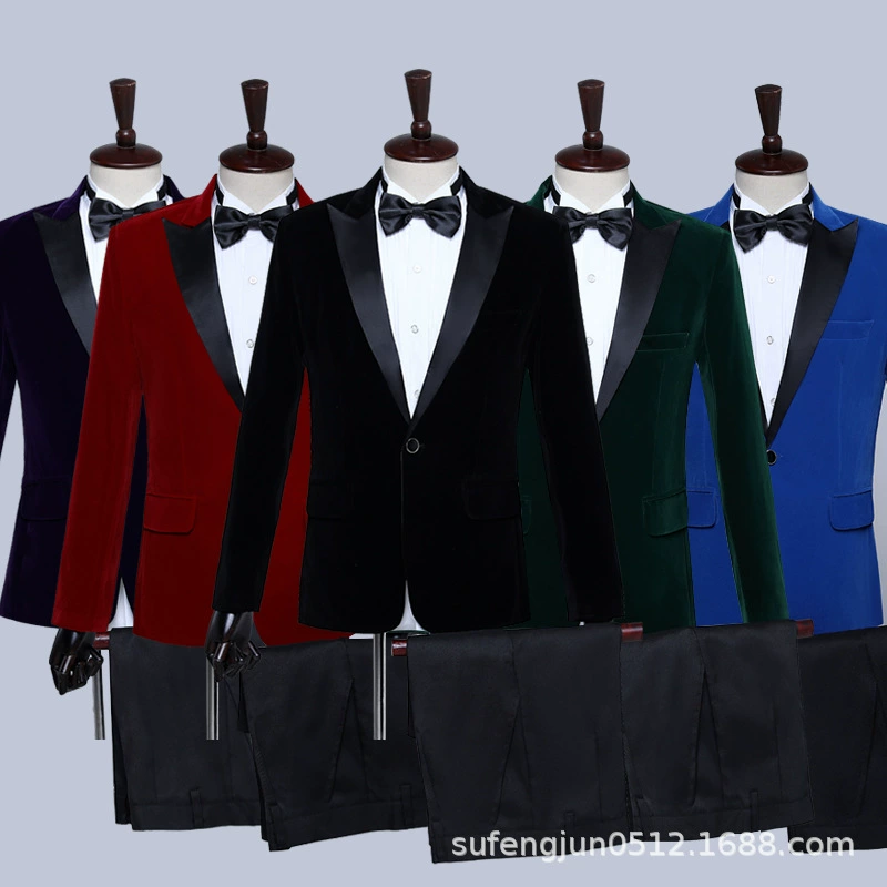 Мужской костюм с воротником баржи костюм ведущего певица Красная песня хор костюм для выступления певица сценический костюм