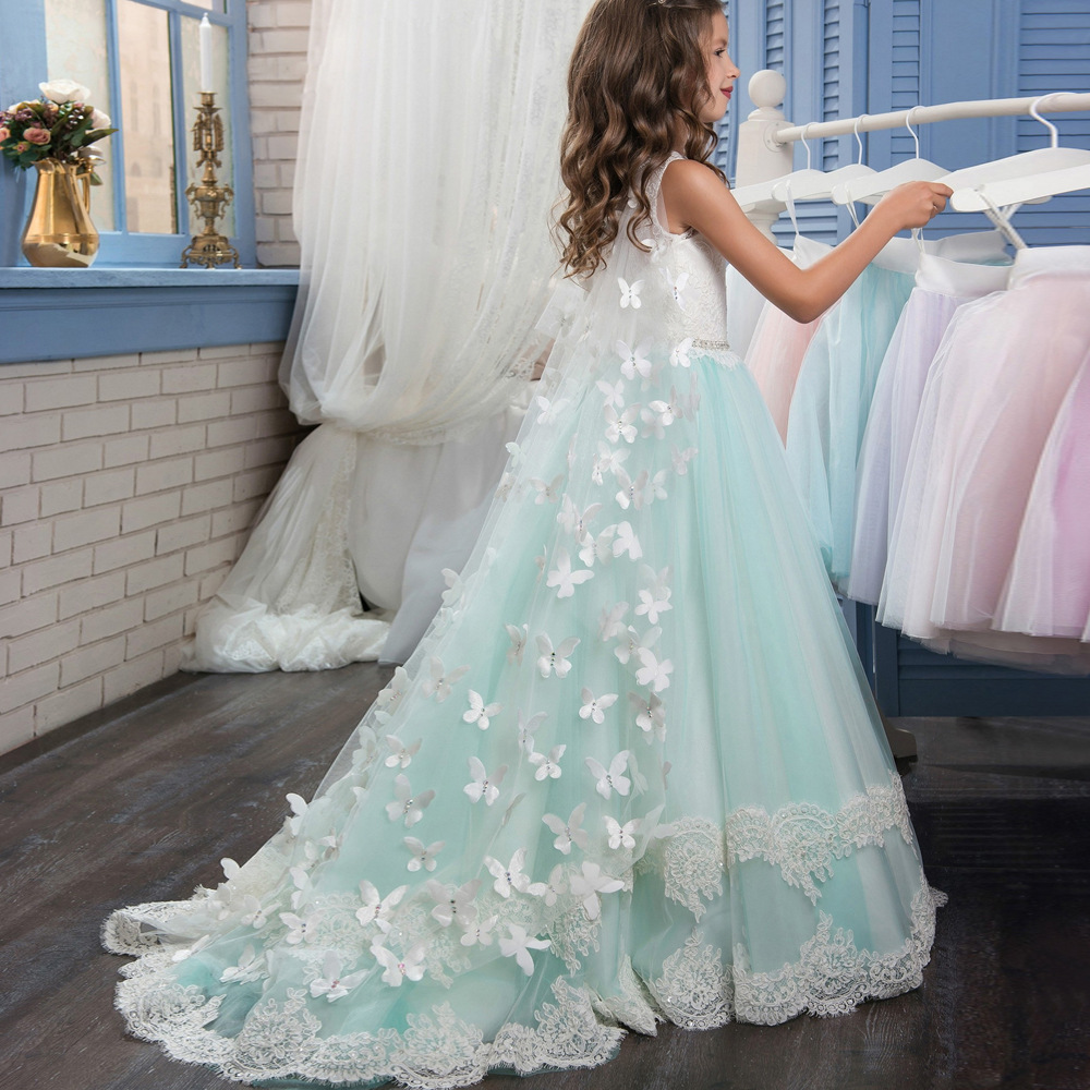 Comercio exterior europeo y americano nuevo diamante de hadas encaje arco bola niña rendimiento vestido novia pettiskirt