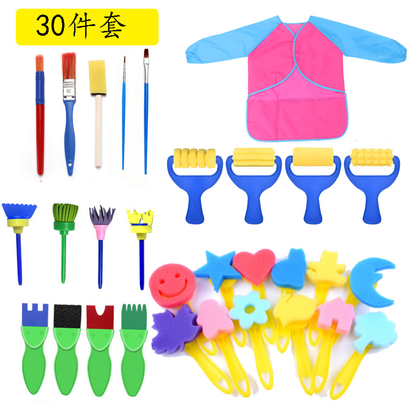 Cepillo de esponja para niños transfronterizos sello de pintura EVA graffiti pintura cepillo 21 piezas 25 piezas 29 piezas traje