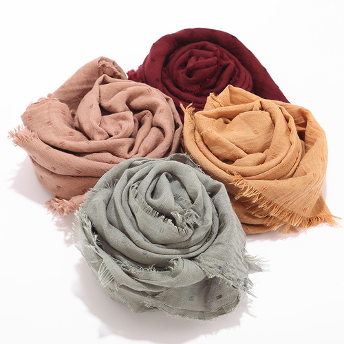 New cotton and linen scarf women's solid color sun protection large shawl literary style turban scarf