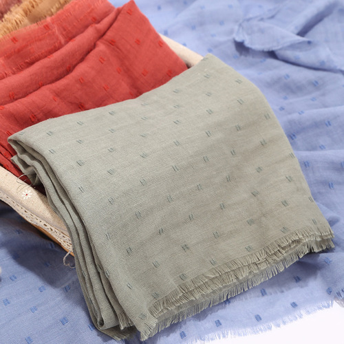 New cotton and linen scarf women's solid color sun protection large shawl literary style turban scarf