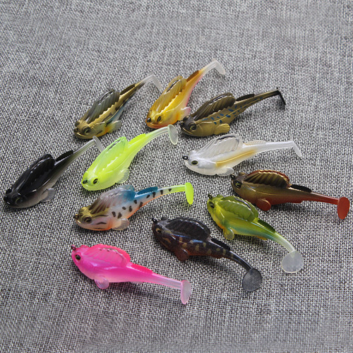 Jumping fish 7g10g14g20g mudskipper t-tail anti-hanging bottom soft bait tip set, lead fish included, Luya soft bait
