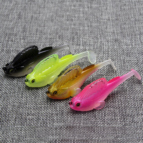 Jumping fish 7g10g14g20g mudskipper t-tail anti-hanging bottom soft bait tip set, lead fish included, Luya soft bait