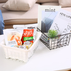 Manufacturer wholesale iron storage basket fabric storage basket desktop snack storage basket iron shelf dormitory organization basket