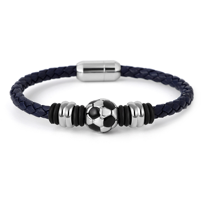 Football magnetic woven bracelet stainless steel