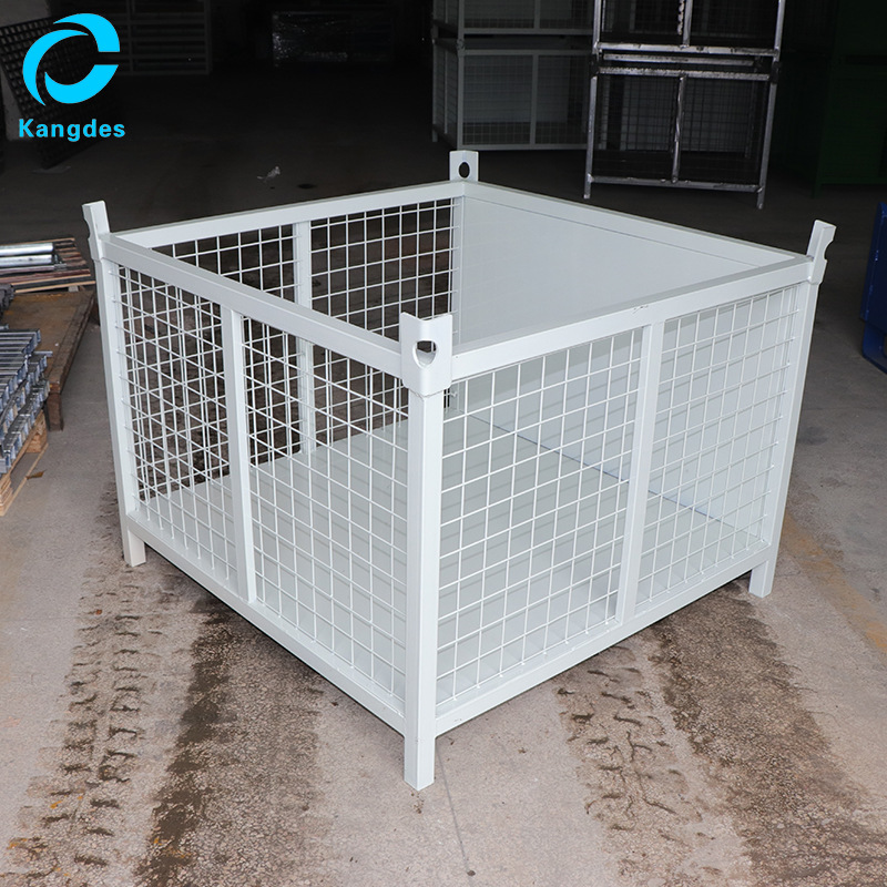 仓库折叠铁框金属周转箱 可移动多功能网格金属周转箱厂家