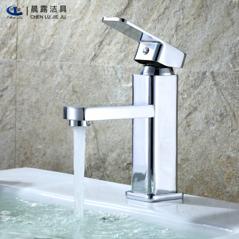 Morning Dew hot and cold basin single hole faucet bathroom glass Basin under counter basin bathroom cabinet faucet square single hole