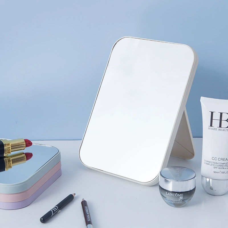 Simple Square Folding Handheld Mirror, Plastic Frame, Compact 20.2×13.7×2 cm