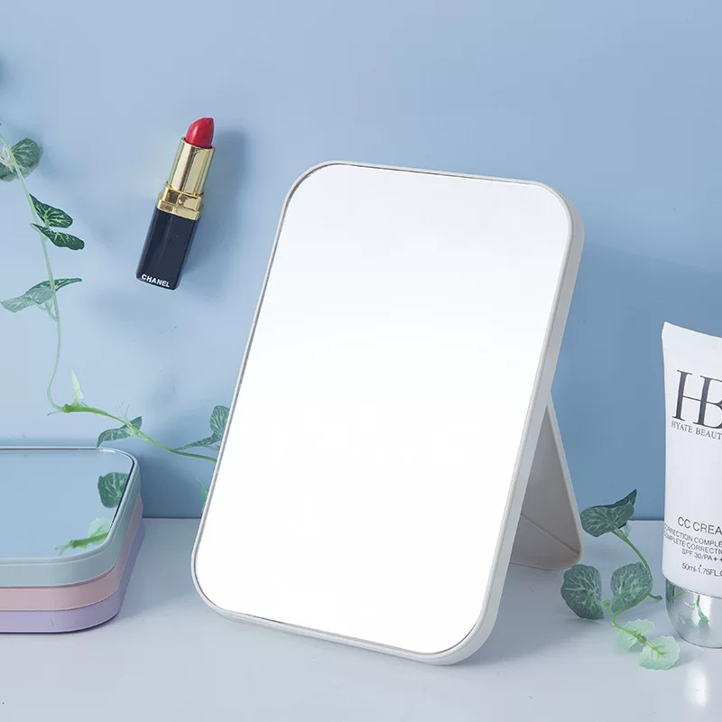 Simple Square Folding Handheld Mirror, Plastic Frame, Compact 20.2×13.7×2 cm