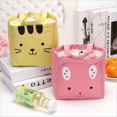 Cute Cartoon Picnic Ice Bag Canvas Large Tote Bag with Rice Waterproof Thickened Aluminum Foil Portable Insulation Bag